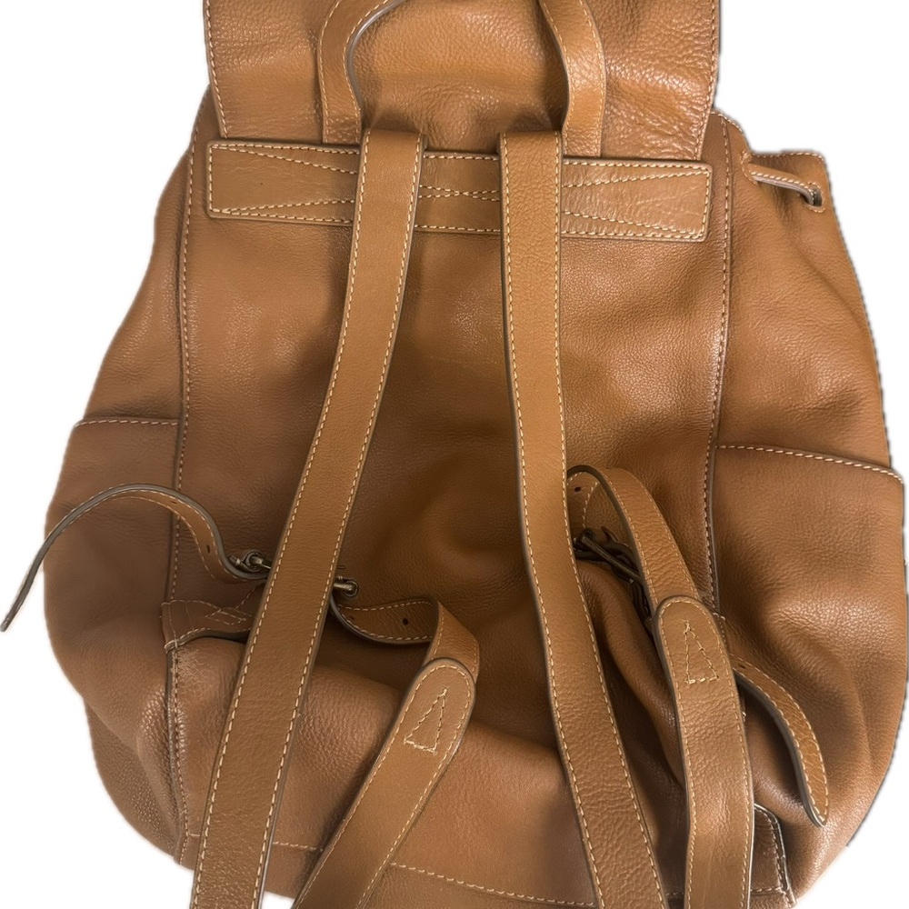 Frye Tan Leather Drawstring Flap Backpack - image 2